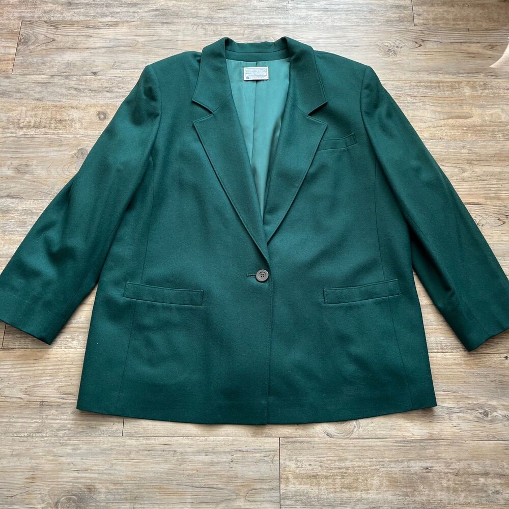 Pendleton Blazer Wool Classic Women's 2XL Green 70s 80s Coat Jacket